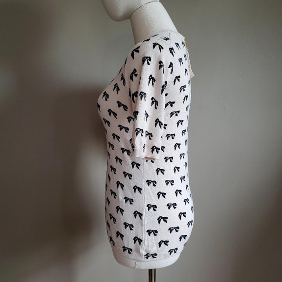 Vintage inspired Premise tan sweater w/ bow print - Picture 4 of 10